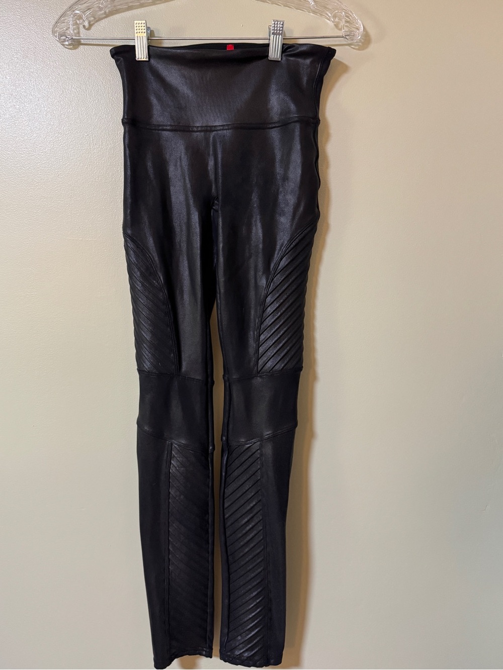Spanx Women's Faux Leather Moto Leggings - Black
